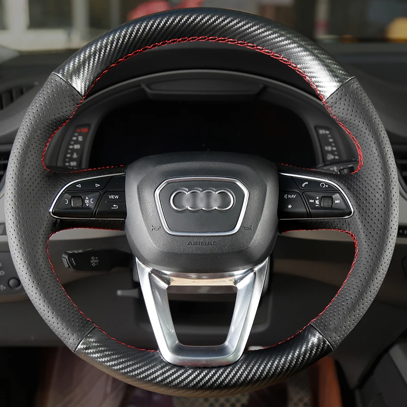 

Сделай Сам, сшитая вручную, искусственная кожа из углеродного волокна и замши для Audi A3 A4L A6L Q3 Q5L Q7 Q2L, аксессуары для интерьера