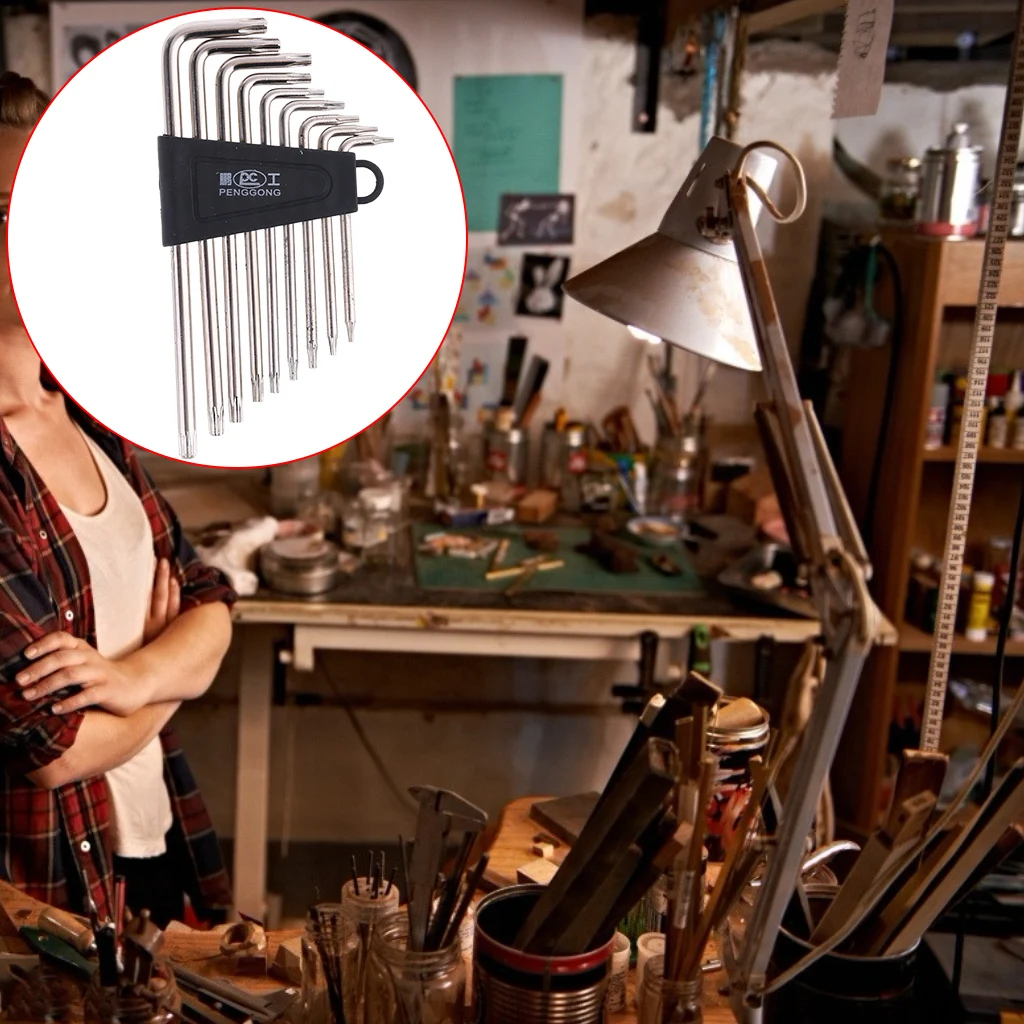 

Набор шестигранных ключей, набор из 9 предметов, L-образные, Torx, для ремонта, отвертки