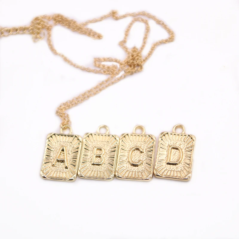 

Classic ABCD Letters Nameplate Pendant Necklace Zinc Alloy Material Gold White Rose Three Color Optional