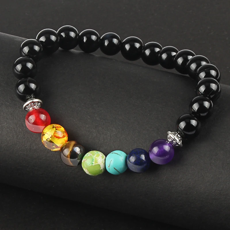 Мужские и женские матовые браслеты с бусинами черные белые ручной работы из