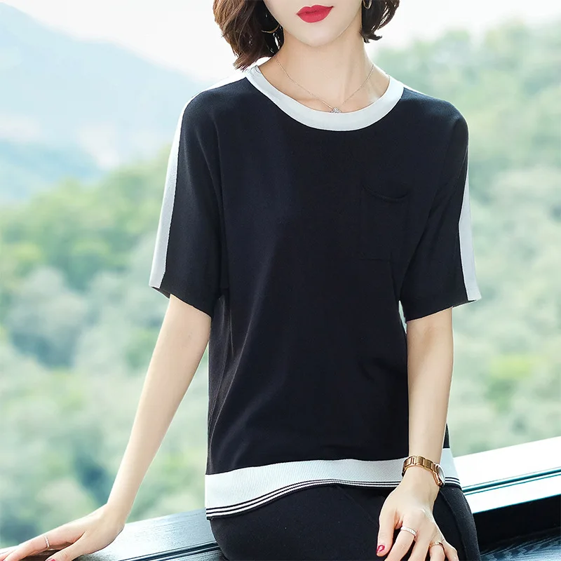 

blue T Shirt Women Clothes 2019 Fashion Black Tee Top Fashion Cotton Ladies Tee Shirt
