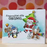 christmas elements reindeer santa clause transparent silicone clear stamp for scrapbooking diy craft decoration soft stamp 2020
