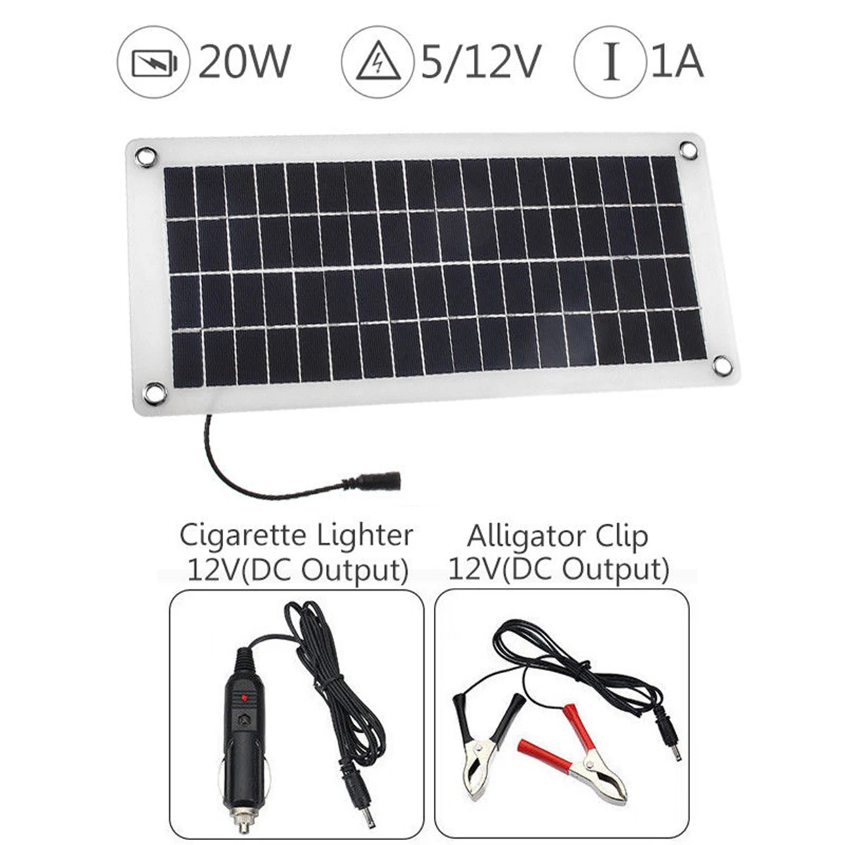 

20W Solar Panel Charger with 50A Solar Charge Controller Portable Solar Charger Power Supply Kit for Car Boat Yacht