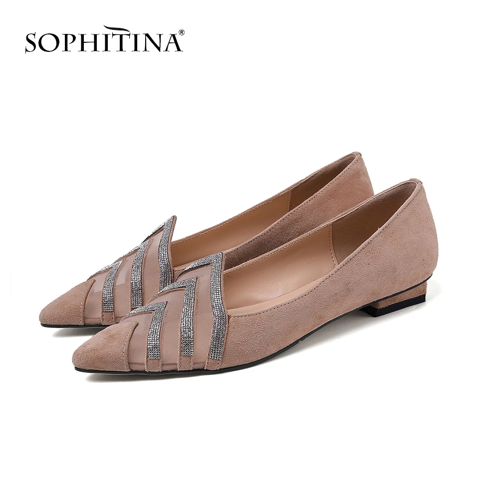 Женские удобные замшевые туфли SOPHITINA однотонные офисные на плоской подошве