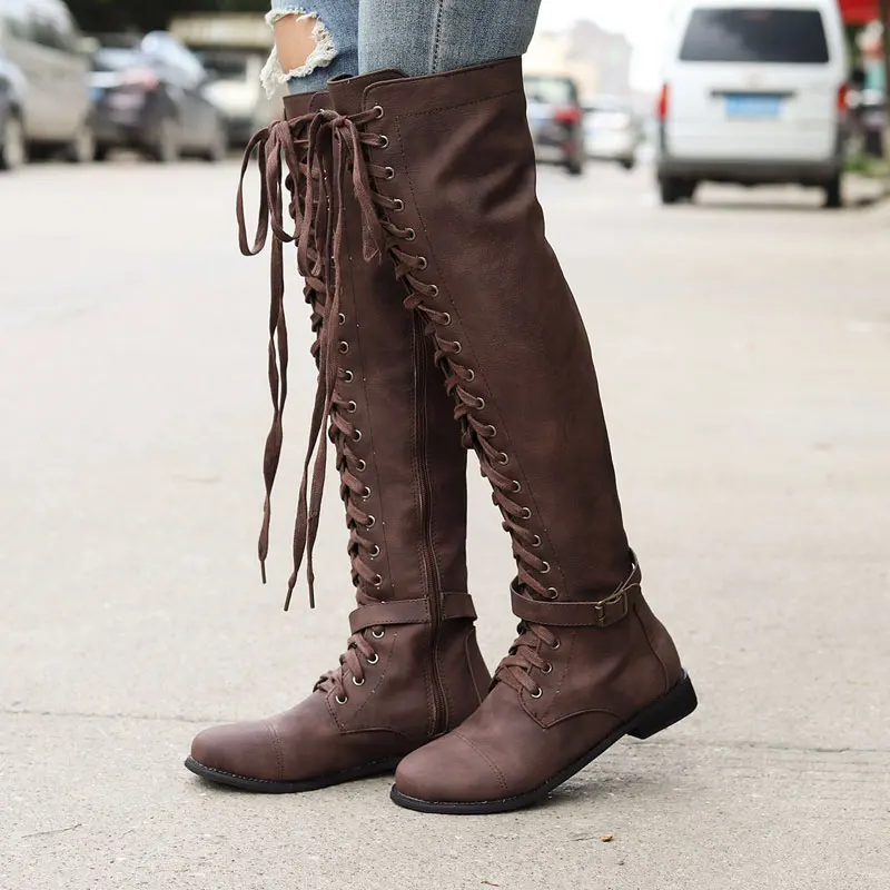 HEE GRAND/Сапоги до колена на шнуровке модные женские сапоги для верховой езды