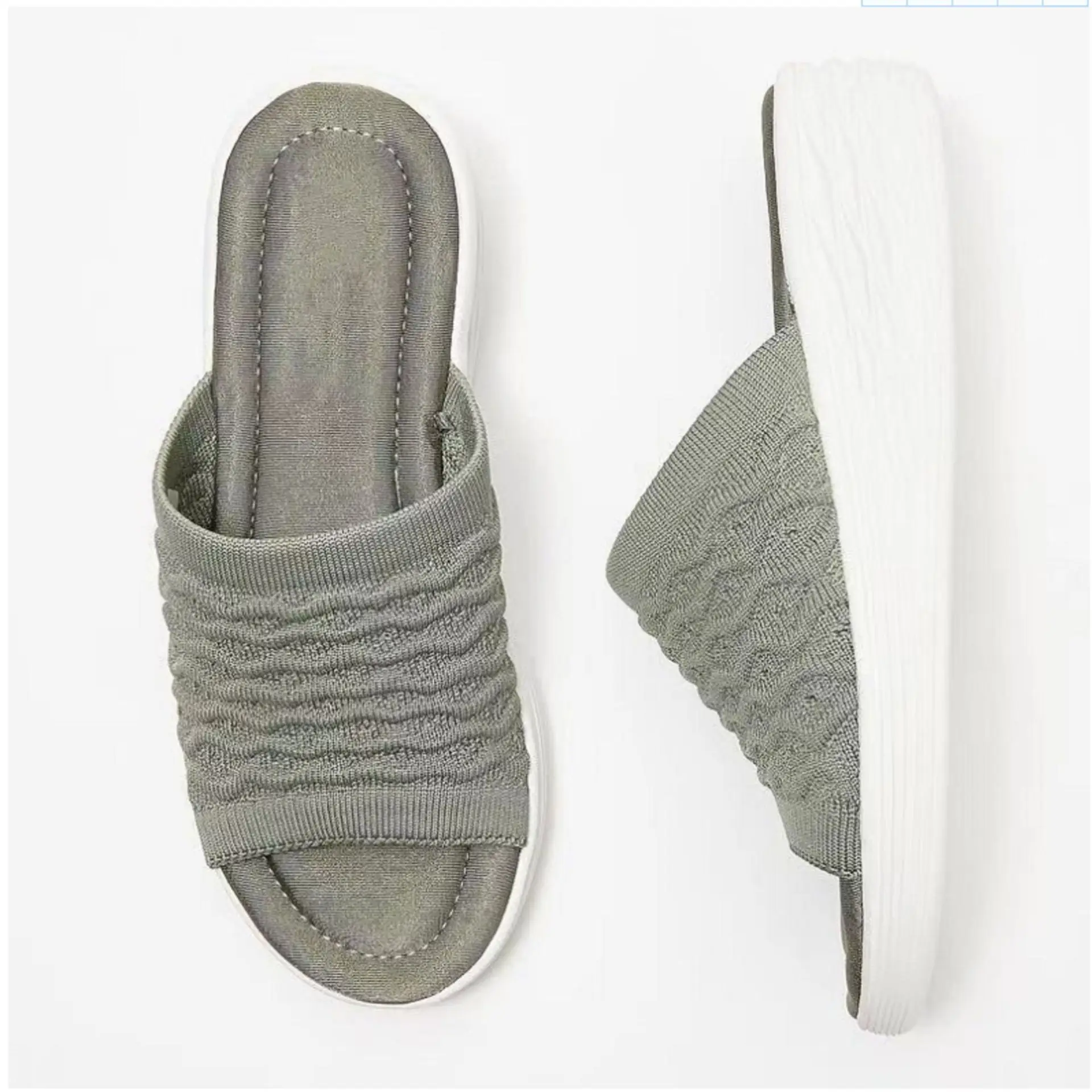 

Shoes Woman's Slippers Peep Toe Slides Platform 2021 Summer Flat Cotton Fabric Basic Sewing Slippers Women Summer Female Shoes S