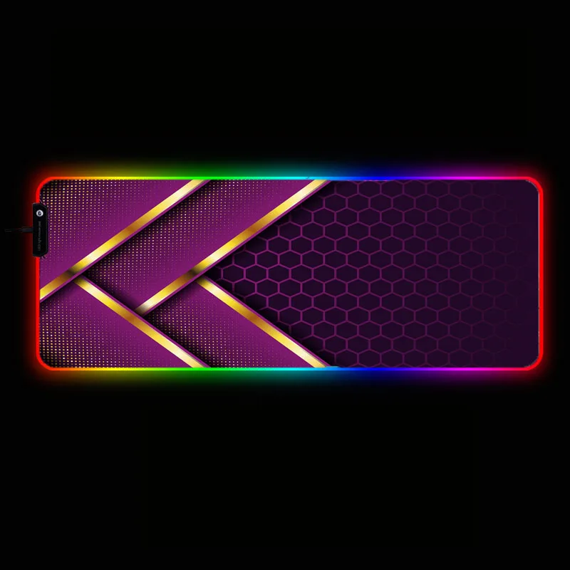 

Abstract Purple Hexagon Gaming RGB Large Mouse Pad Gamer Computer Mousepad Led Backlight Carpet Mause Pad XXL Keyboard Desk Mat