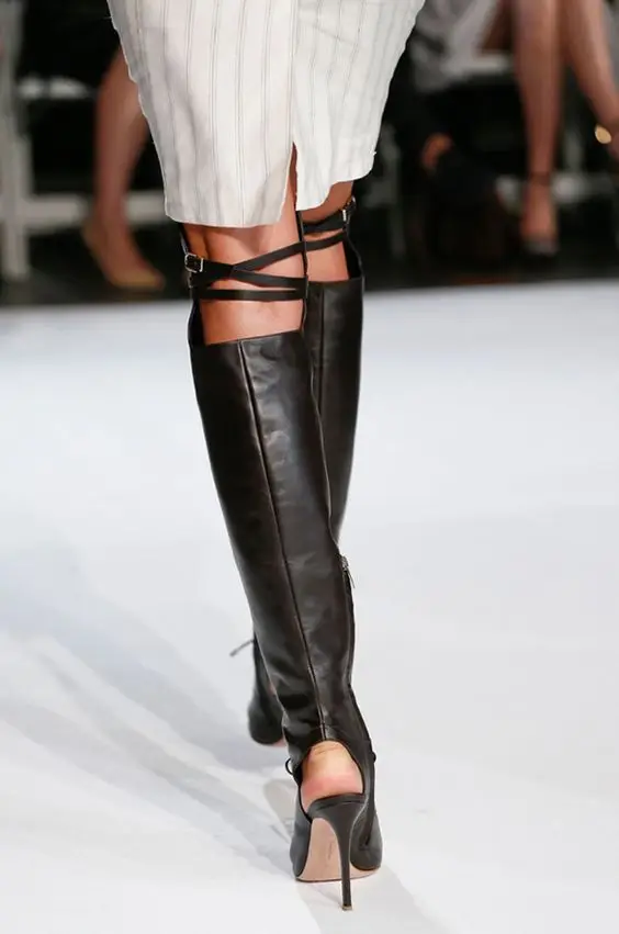 

style catwalk solid Knee Boots stage boots