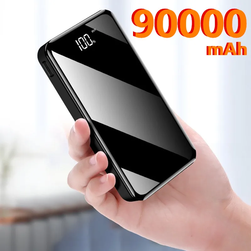 Портативное зарядное устройство 90000 мА портативное 10000 2 USB Внешнее для iPhone 12 Pro Xiaomi