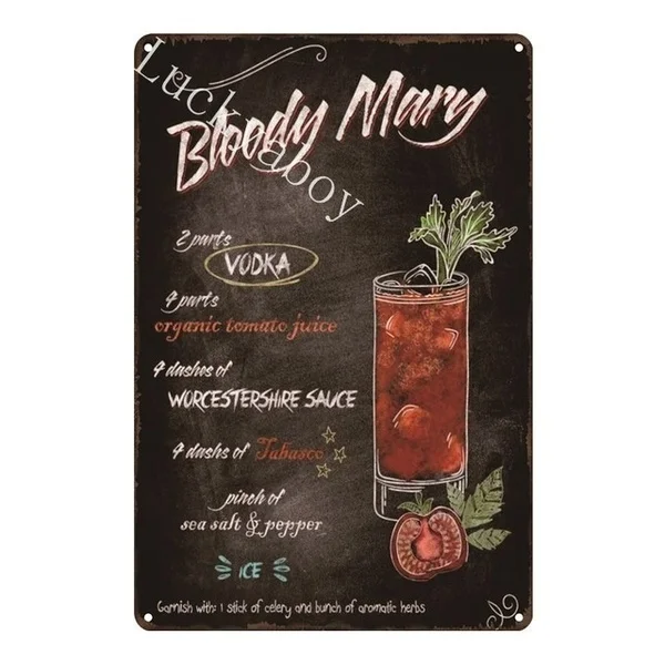 

[] Mai Tai Bloody Mary Negoni Cocktail Metal Signs Home Decor Vintage Tin Signs Pub Home Decorative Plates AL036
