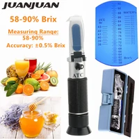 honey refractometer for honey moisture brix and baume 58 90 brix scale range honey moisture tester with atc in retail box