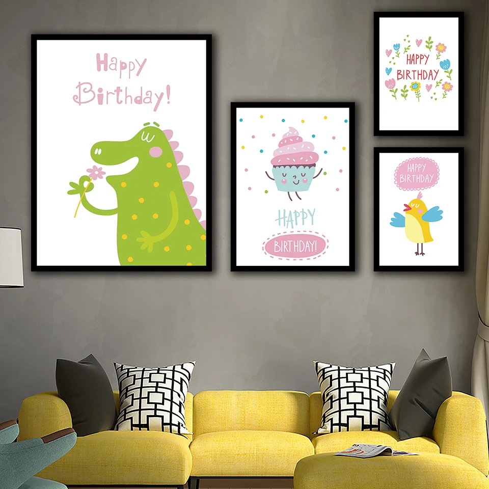 Северный плакат 24 стиля мультфильм милые дети день рождения как Художественная