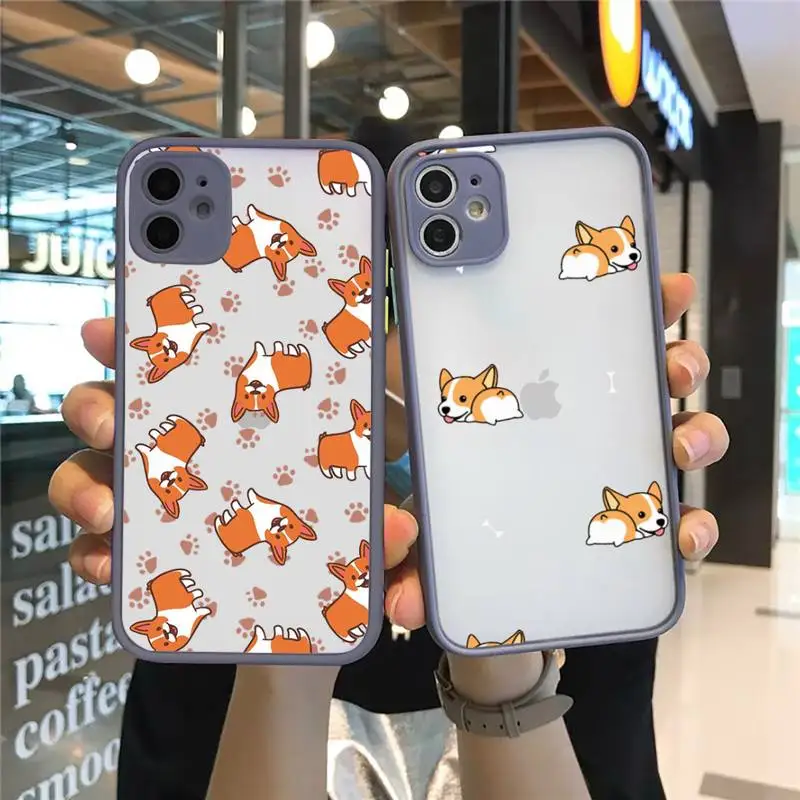 

Corgi Phone Case matte transparent For gray iPhone 7 8 x xs xr 11 12 pro plus max mini Funda Clear