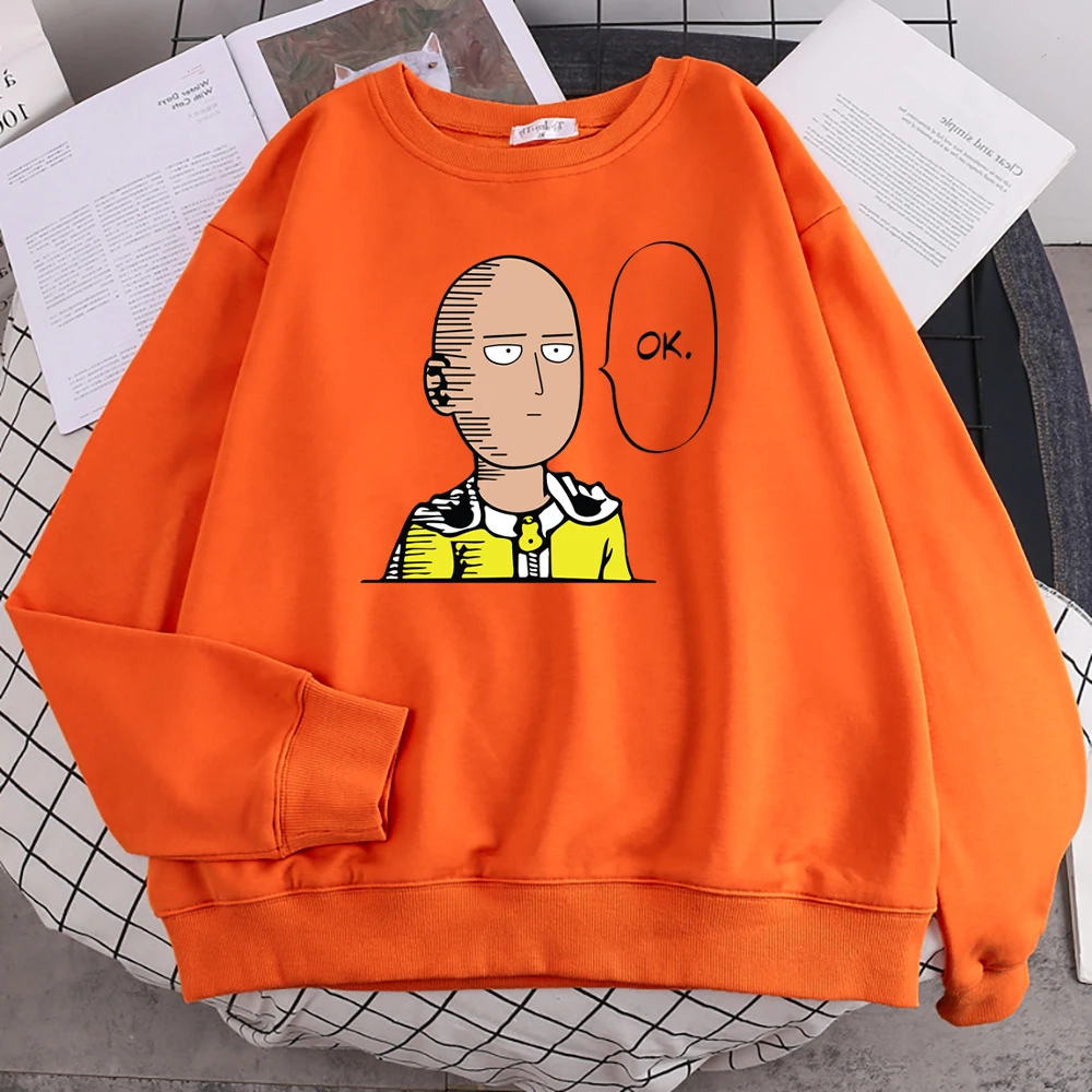 

Худи с принтом One Punch Man Say Ok, Женские флисовые теплые толстовки большого размера, модная толстовка с меховой подкладкой, модные повседневные ...