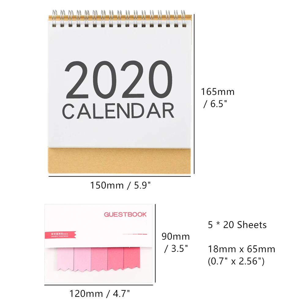 2020 Настольный стоячий календарь ежемесячный планировщик стола простой