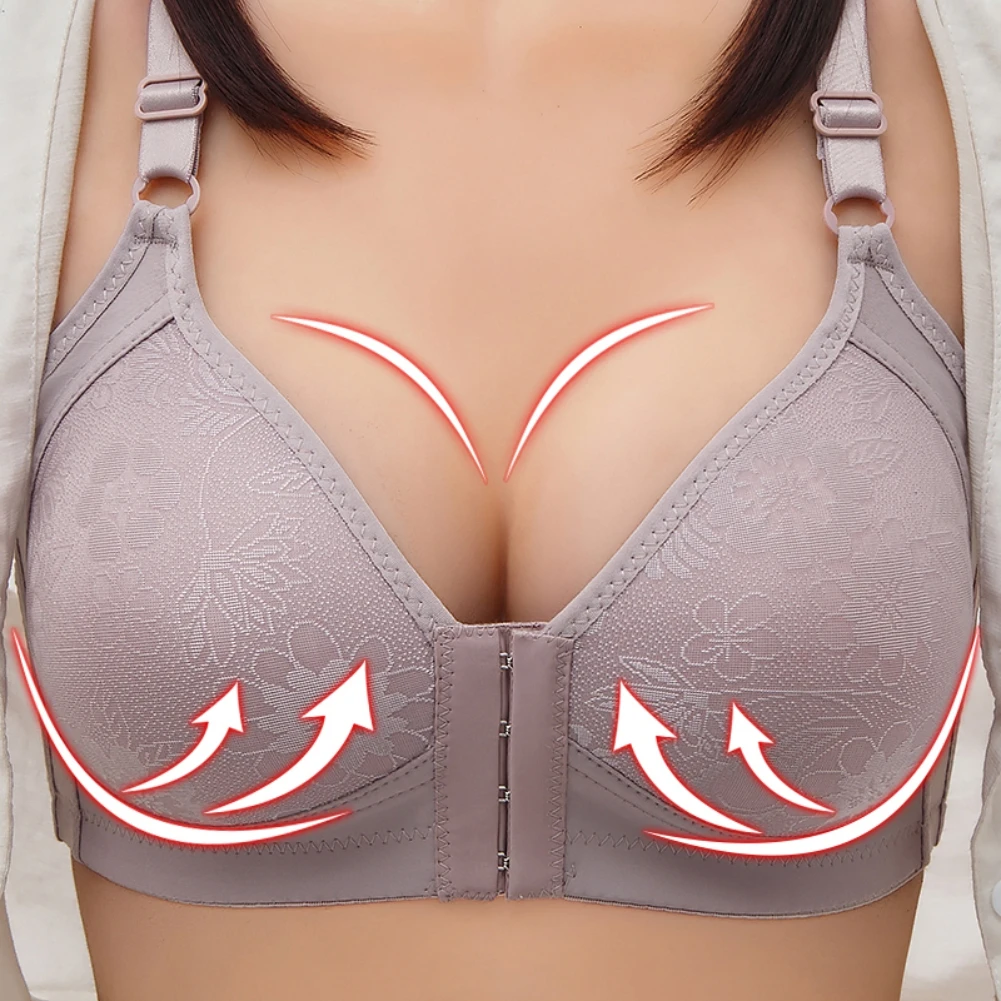 

Plus Size Women Front Closure Plus Size Bras Push Up Brassiere Wireless Bralette Breast Seamless Bras Female Underwear