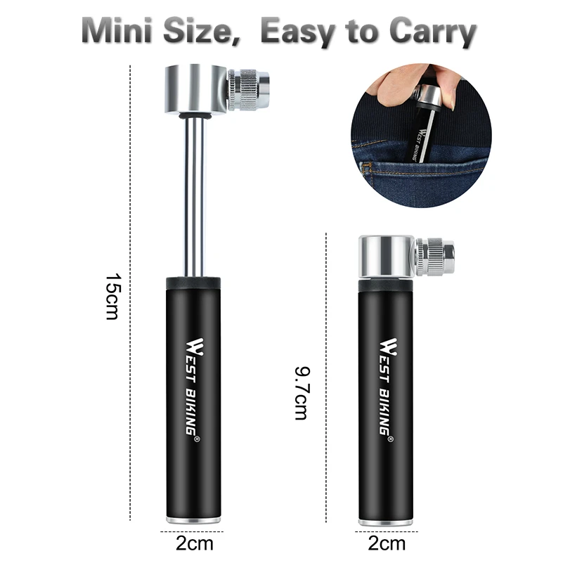 Велосипедный насос MTB алюминиевый ультралегкий портативный мини воздушный AV/FV