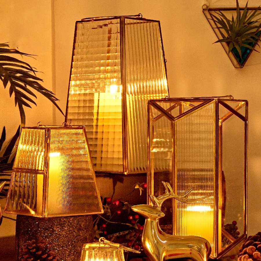 Металлические стеклянные подсвечники в скандинавском стиле декоративные свечи