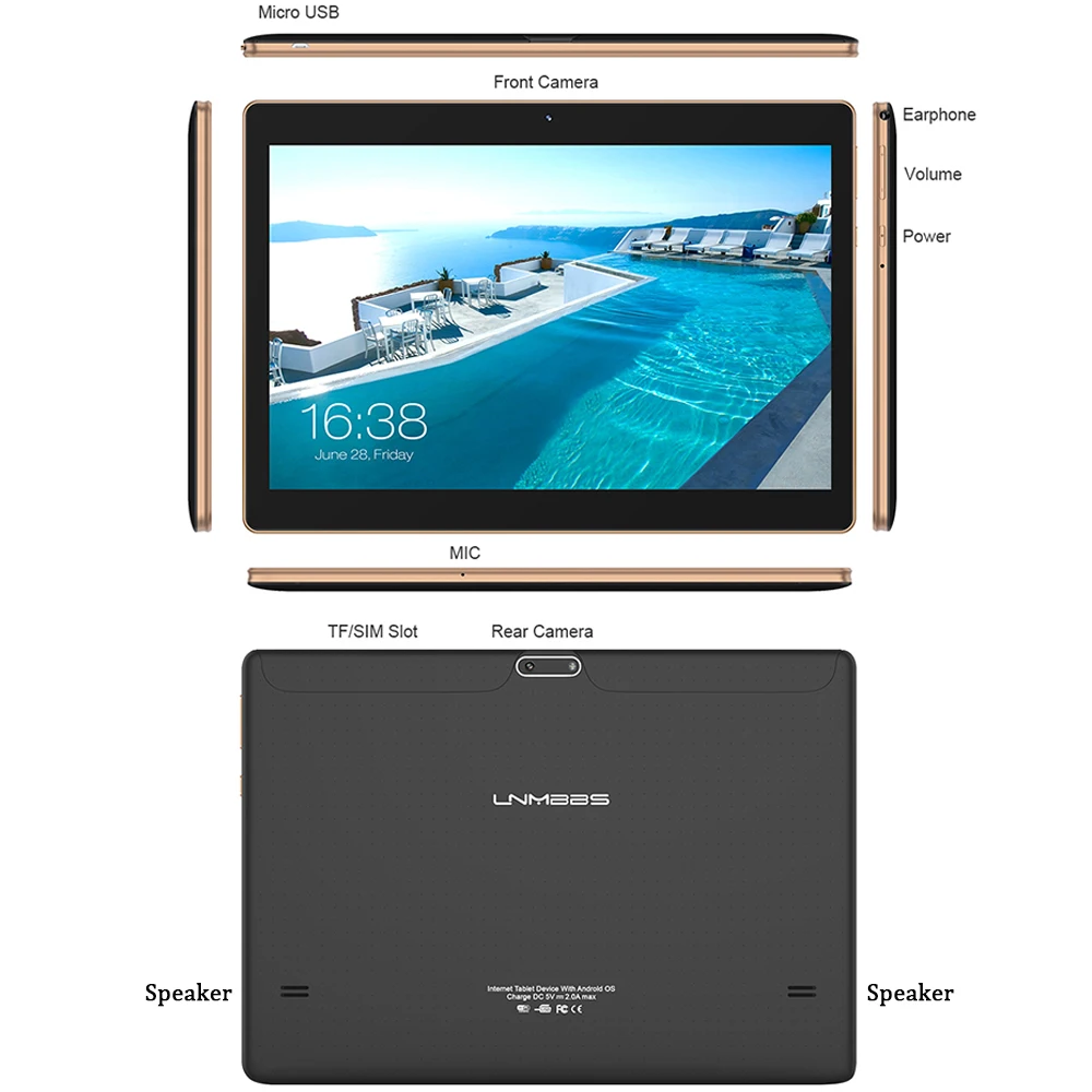 LNMBBS K107 tablet 10.1 inch 3G Phone Call tablets Android 7.0 Octa Core 4G RAM 64G ROM Phablet WiFi Bluetooth GPS IPS Tablet PC
