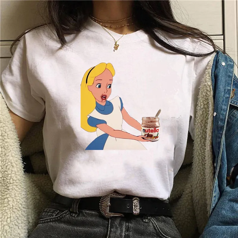 Белоснежная женская футболка с рисунком шоколадного кремового цвета летняя -