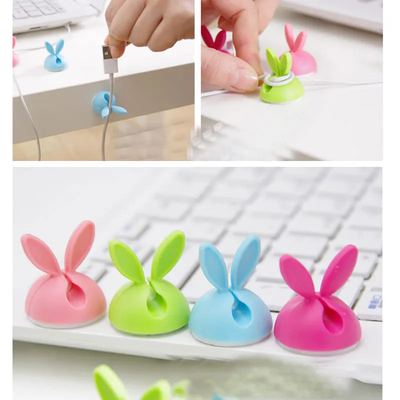 4 шт./компл. Одноцветный Настольный набор ярких цветов с милым Кроликом зажим для