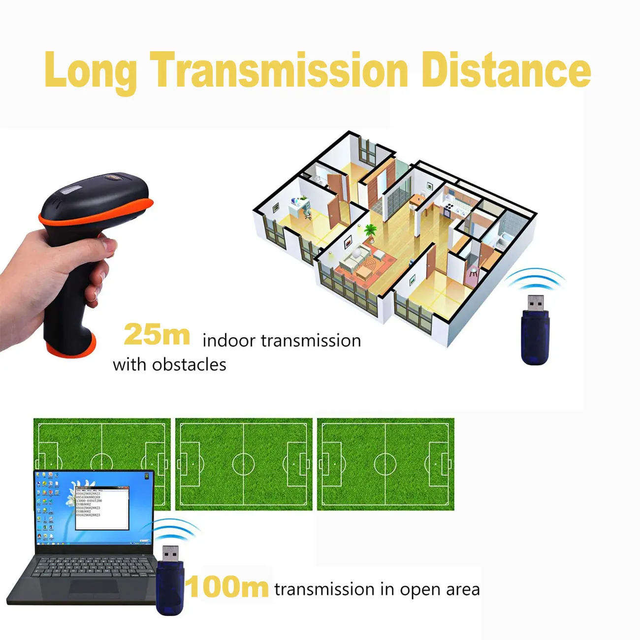 Портативный сканер штрих-кодов беспроводной матричный считыватель данных