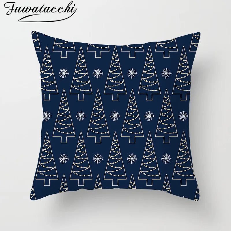 Чехол на рождественскую подушку Fuwatacchi Снежная сцена подушка с принтом Снежинка