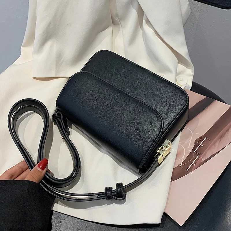 

Solid Bucket Crossbody Messenger Bags for Women 2021 Small Fashion PU Leather Travel Lady Shoulder Handbags Purses