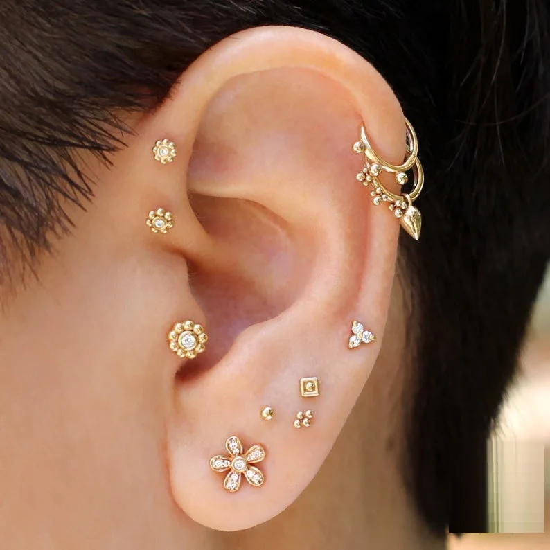 

high quality minimal delicate mini cute colorful cz sun flower stud earring for girl charm 925 sterling silver wholesale jewelry