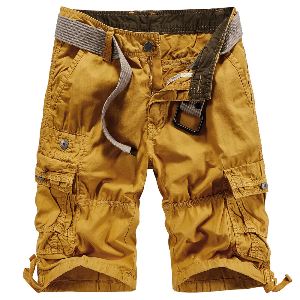 

ICPANS Knee Length Denim Cargo Shorts Men Loose Military Casual Shorts Male Summer Pockets Mens Clothing Short Pant Tactical