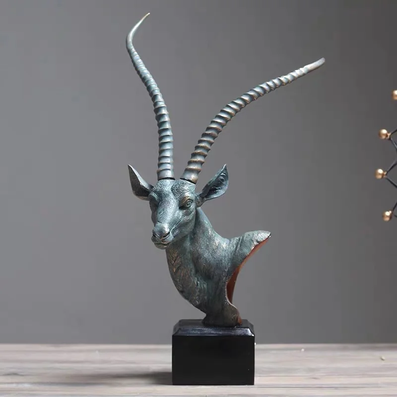 

[MGT]Nordic retro creative resin antelope head statue decoration home decoration crafts display