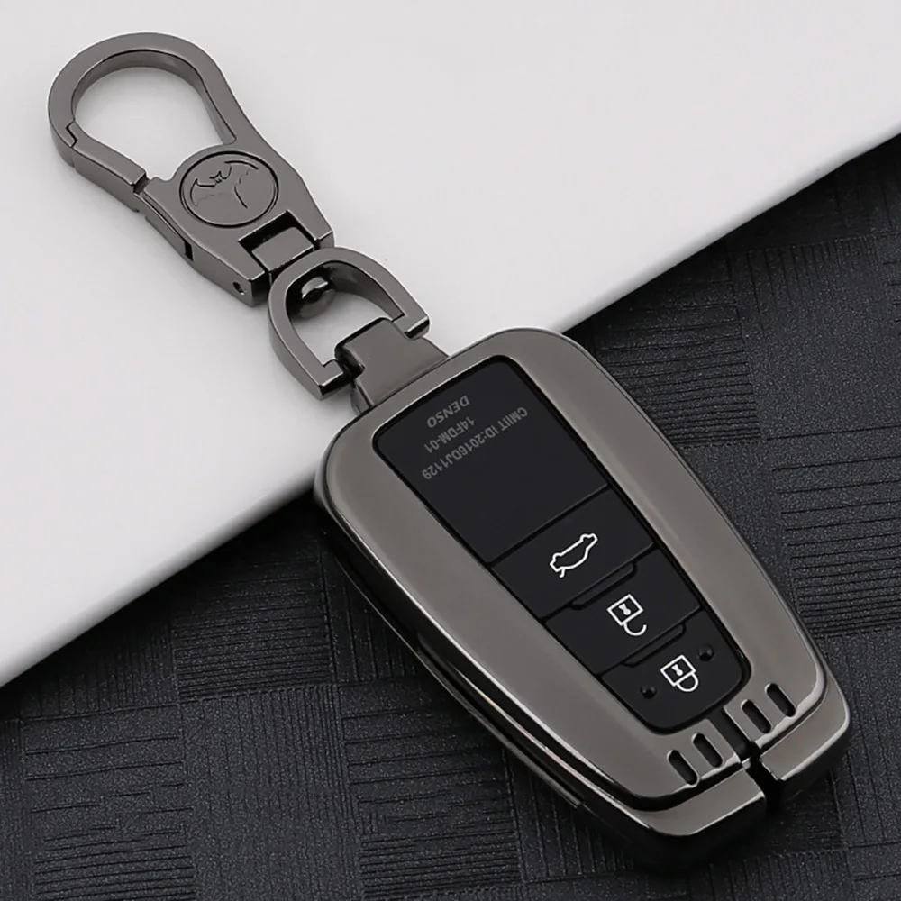 

Car Smart Key Case Protector Cover Chain Ring Zinc Alloy Original Car Key 1:1 Mold With Metal Buckle For Toyota RAV4 2019