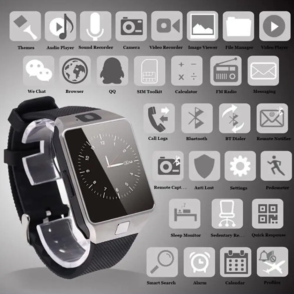 Bluetooth Смарт-часы GSM камера новая tf-карта телефон наручные часы для Android режим сна #