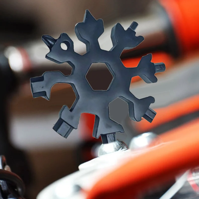 

18 in 1 Mini Snowflake Tool Wrench Hexagon Wrench Camp Survival Outdoor Hiking Key Ring Key Chain