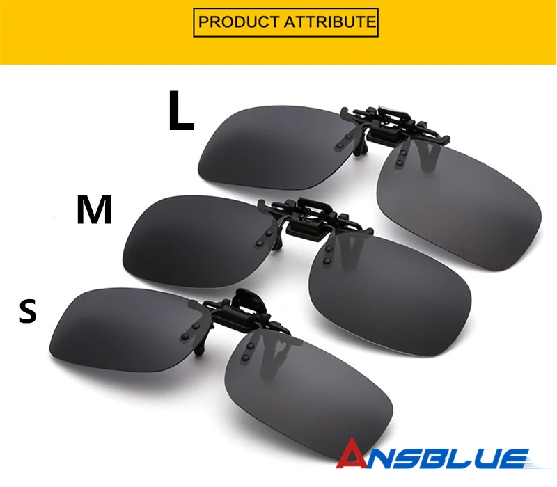 ANSBLUE Polarized Sun Glasses Clip On Sunglasses Driving Night Vision Lenses Plastic Case Anti-UVA400 Shades For Women Men Resin