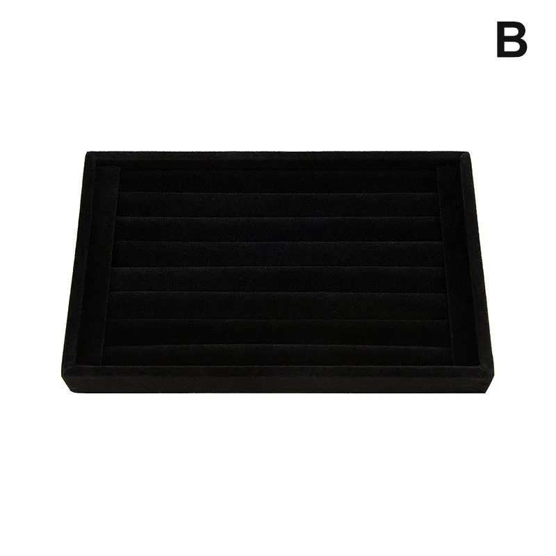 Portable Velvet Jewelry Ring Earring Insert Display Cufflinks Organizer Box Wooden Flat Stackable Tray Holder Storage Showcase | Украшения
