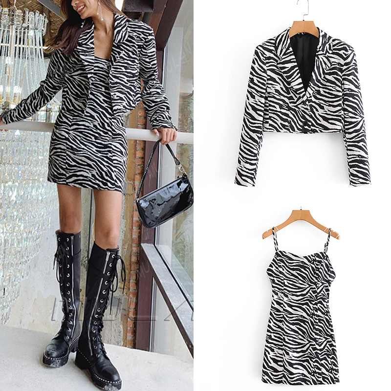 

Женская спортивная куртка Za 2020 в полоску «Зебра» с длинными рукавами и принтом; Пикантные вечерние пиджак на одной пуговице, короткие куртк...
