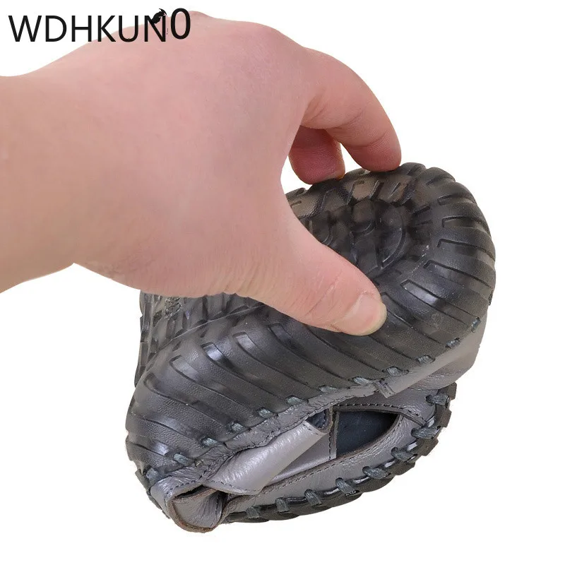 Сандалии женские из натуральной кожи босоножки ручной работы плоская подошва