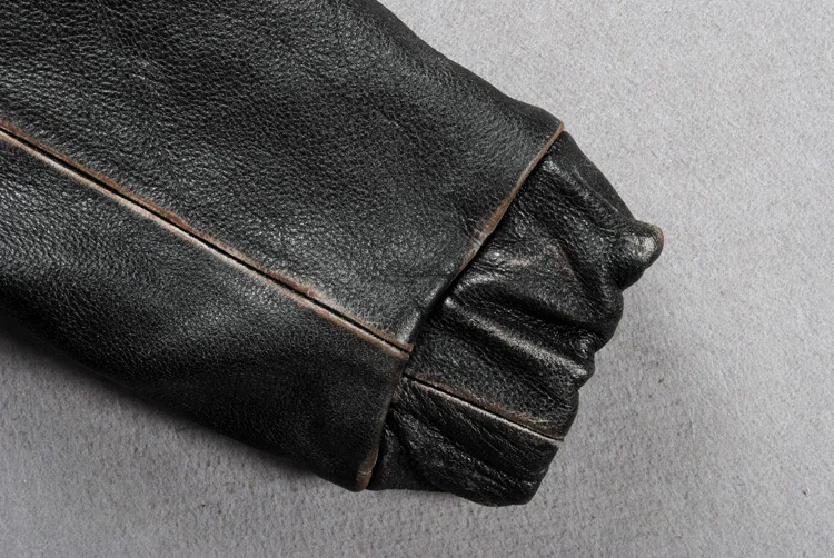 Мужская кожаная куртка приталенная двухцветная ручной работы из натуральной