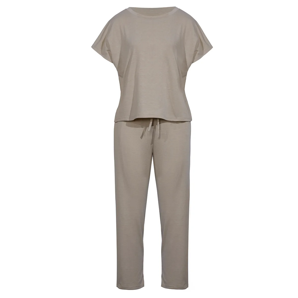 

Women's Hot Selling round Neck Short Sleeve shirts and Calf-Length Pants Two-Piece Casual Suit for Spring and Summer 2020