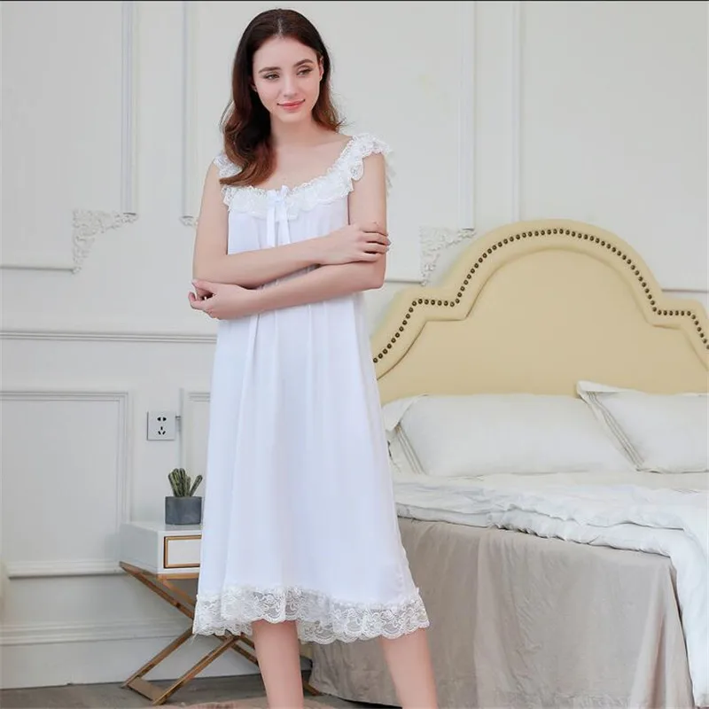 Летнее платье для сна родителей и детей белая кружевная хлопковая Ночная рубашка