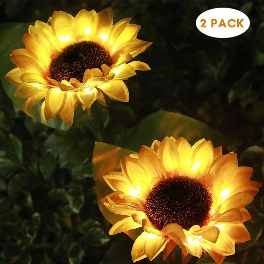 

FAROOT 2Pcs LED Sunflower Lawn Light Waterproof Solar Auto Charging Used for Decorating Flowers in Outdoor Garden Street