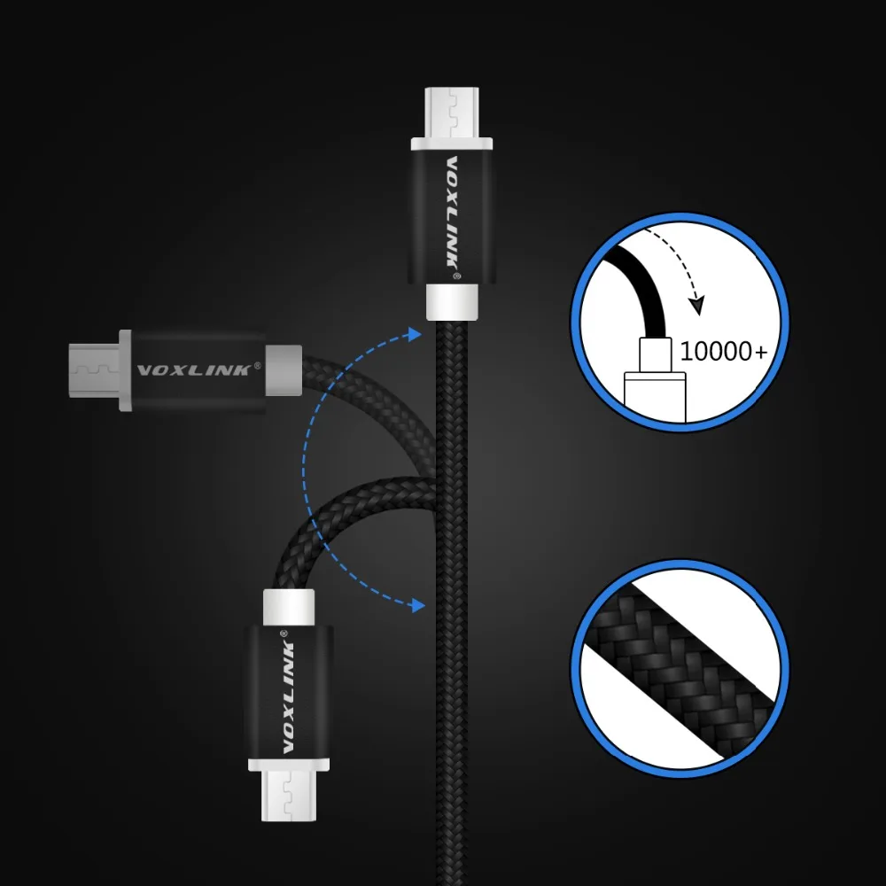 Кабель Micro USB VOXLINK в нейлоновой оплетке 1 м 2 3 usb кабель для синхронизации данных и
