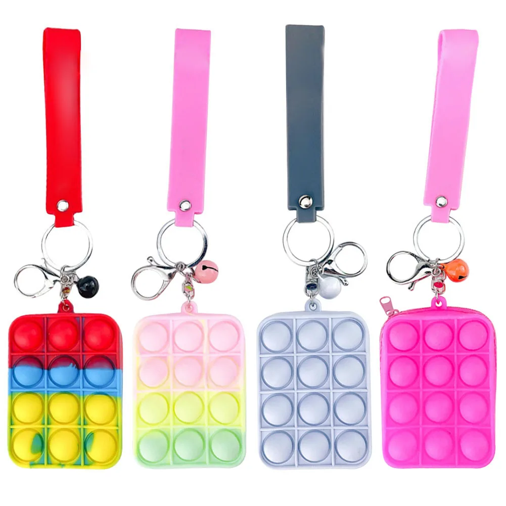 

Fidget Toys Bubble Rectangle Wallet Simple Dimple Push Bubbles Antistress Mini Children's Coin Purse Cartoon Doll Keychain