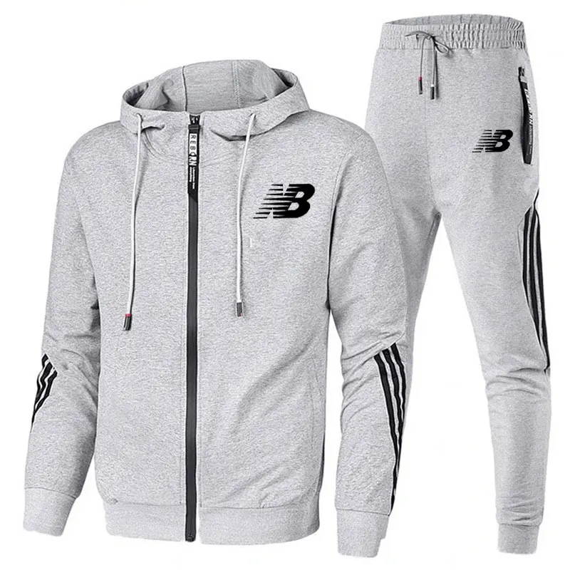 

2021 Men's Sportswear New Men's Suit Sports Shirt + Sports Pants Tracksuit Zipper Stand Collar Sportswear Jogging Fitness Men's