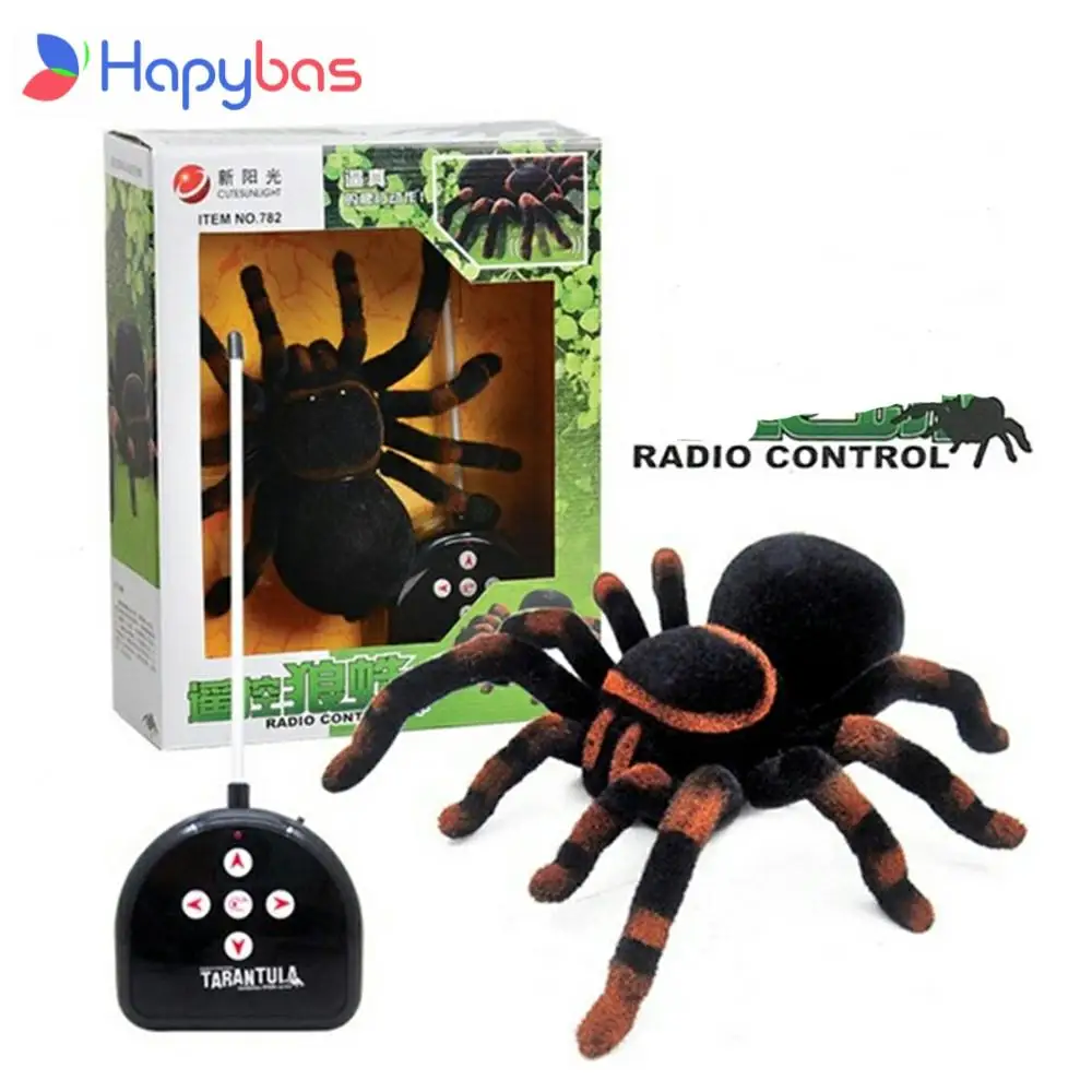 

Electronic pet Remote Control Simulation tarantula Eyes Shine smart black Spider 4Ch Halloween RC Tricky Prank Scary Toy gift