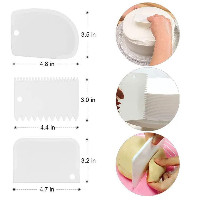 Пластиковый Кондитерский Резак из трех частей шпатели для торта Скребок теста