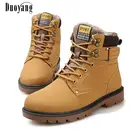 Ботинки мужские кожаные, на платформе, с квадратным каблуком, водонепроницаемые, зимние