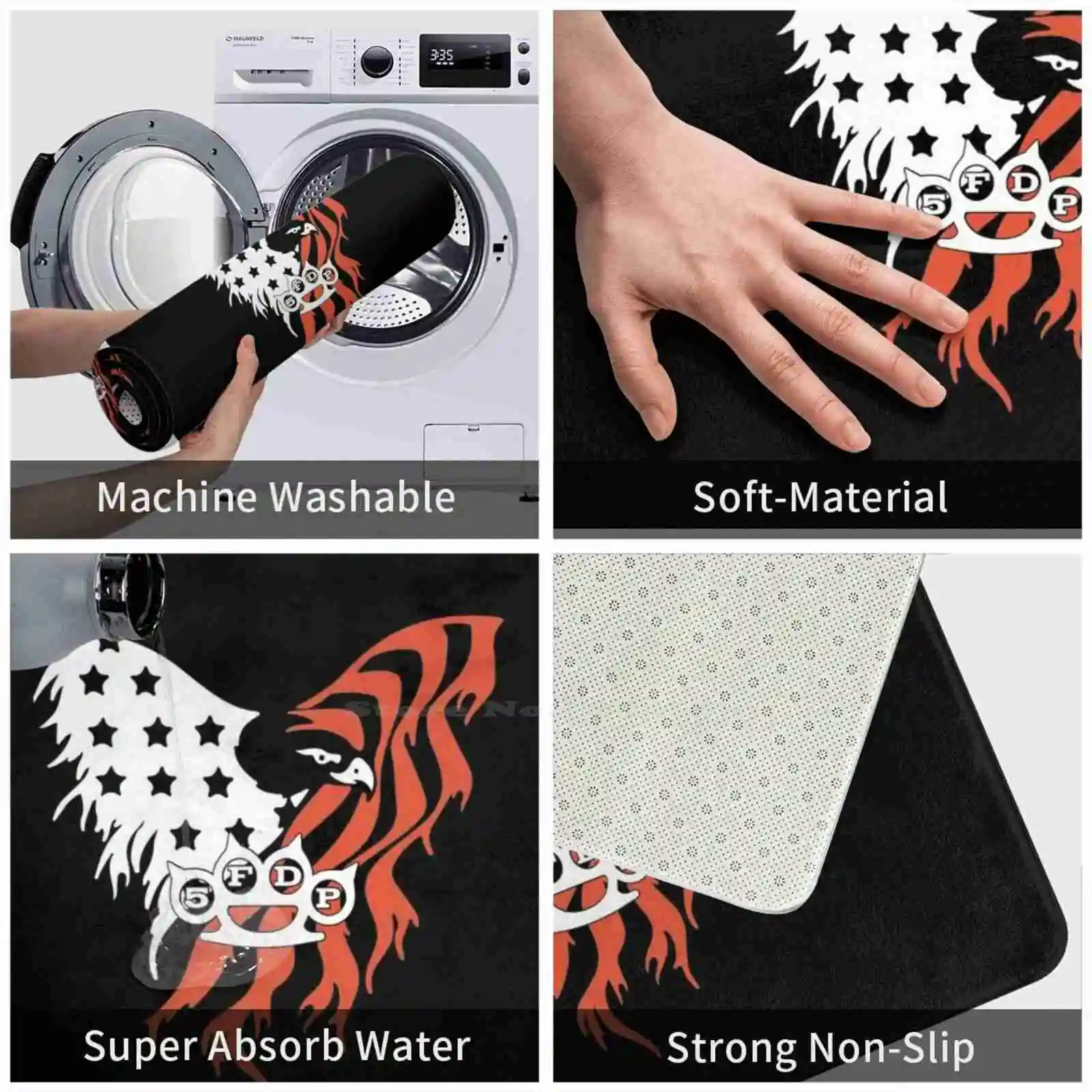 Мягкий домашний коврик с пятью пальцами скелетом морщиной Орлан крестом