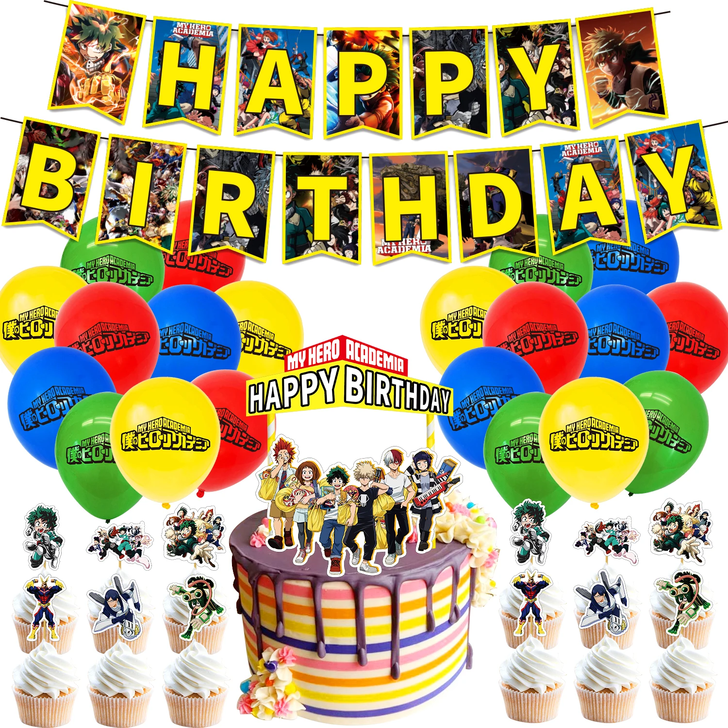 

Anime Theme My Hero Academa Birthday Party Decorations Paper Banner Cake Topper Latex Balloons For Kids Birthday Party Supplies